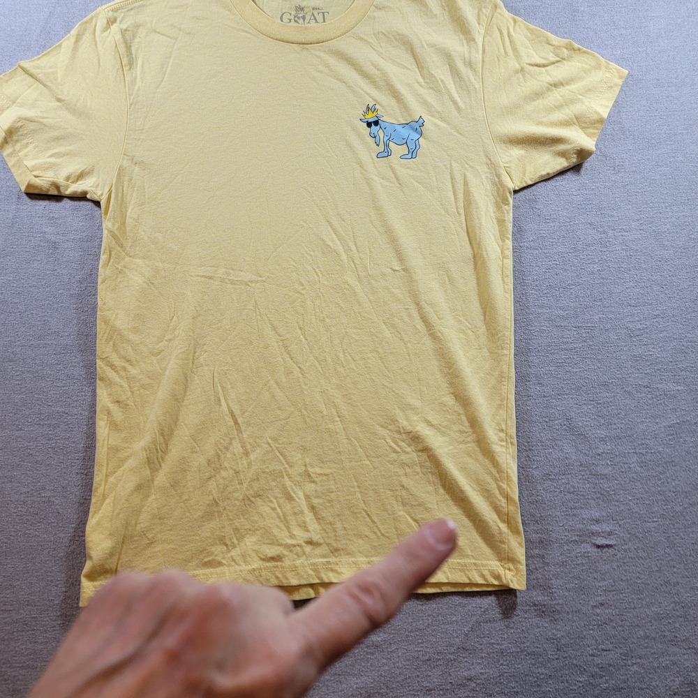 GOAT USA T-Shirt Womens Small Yellow Good Short Sleeve Graphic Goat Logo Tee